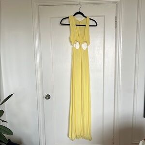 Elegant Yellow Cutout Maxi Dress